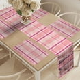 thumbnail image 2 of Ambesonne Pink Table Runner & Placemats, Tartan Plaid Pattern Squares, Placemat 4 pcs + Runner 14"x72", Pale Pink and Multicolor, 2 of 2