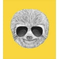 thumbnail image 3 of Sloth Duvet Cover Set, Hipster Jungle Animal with Sunglasses Smiling Funny Expression Cool Character Print, Decorative 3 Piece Bedding Set with 2 Pillow Shams, King Size, Yellow Grey, by Ambesonne, 3 of 3