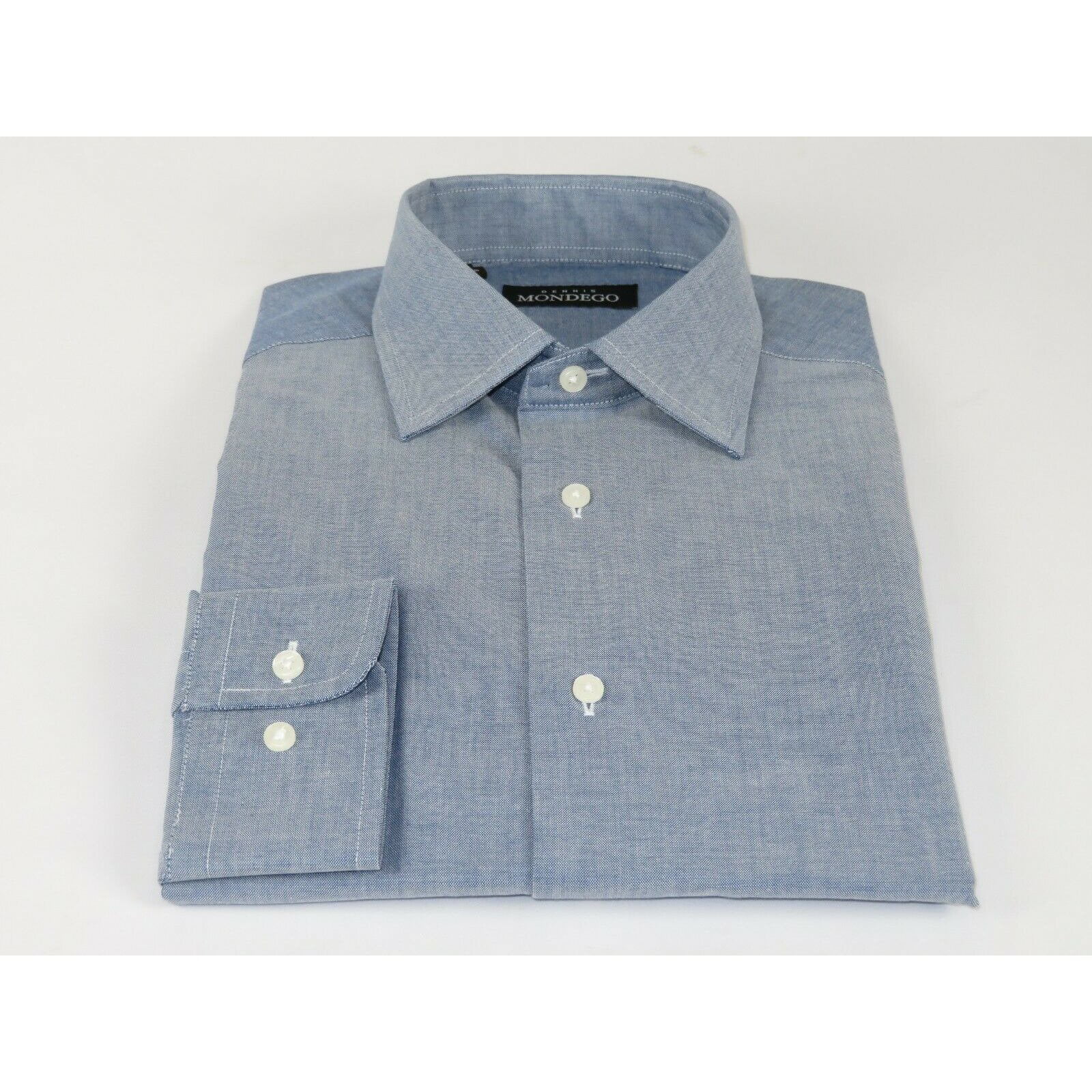 Men Mondego 100% Soft Cotton Dress Classic shirt Long Sleeves sn2200 Denim blue 