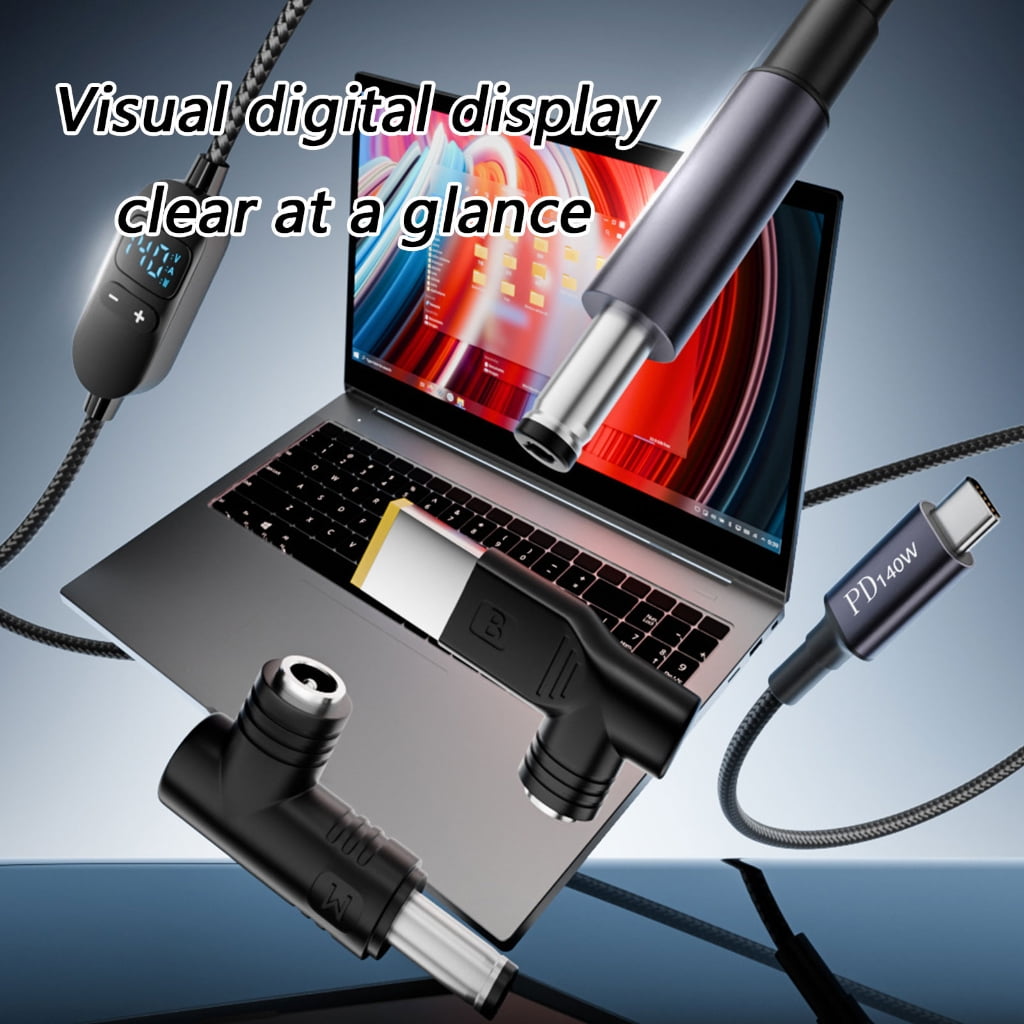 Universally DC5.5x2.1mm to USB C Power Cable With Real Time Voltages Screen And Protections Features