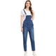 thumbnail image 1 of Allegra K Peto De Mezclilla Ajustable Elástico Informal Para Mujer, Mono Largo, Pantalones Vaqueros, Monos Azul claro XS, 1 of 5