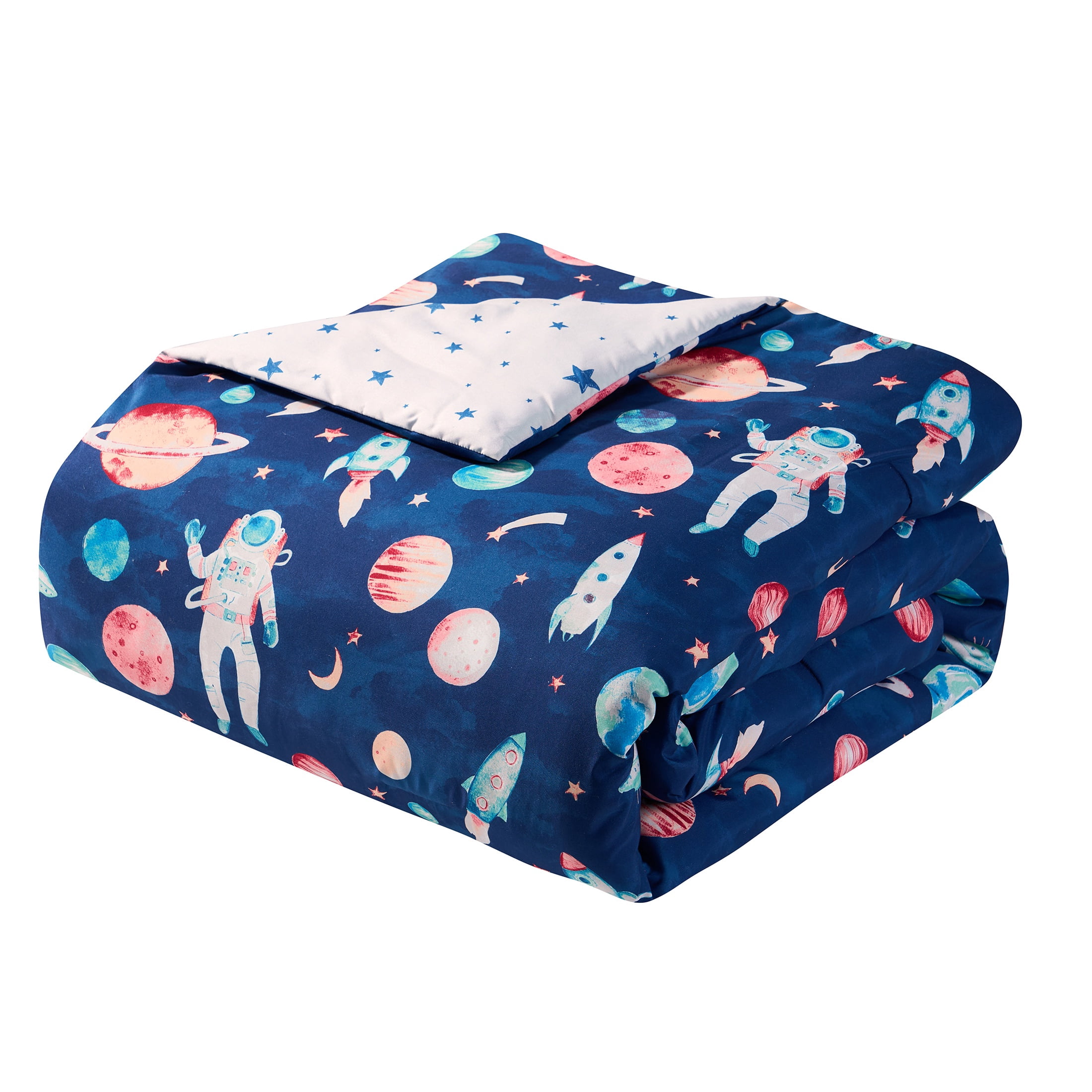 Olivia & Finn Multicolor Space 3-Piece Reversible Kids Comforter Set, Twin