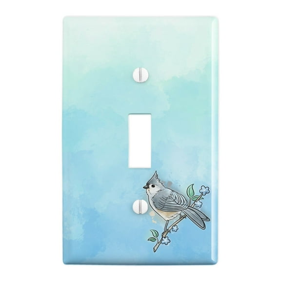 Tufted Titmouse Watercolor Northeastern Bird Plastic Wall Decor Toggle Light Switch Plate Cover