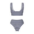 thumbnail image 5 of Daiia Navy Blue And White Stripes Women's Bikini Set Two Piece Swimsuit High Waisted Bikini Adjustable Straps Bikini Perfect for Beach, Pool, and Summer Vacation-X-Large, 5 of 9