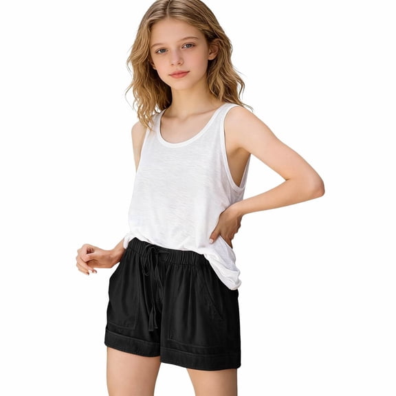 JLMSPLWG Drawstring Shorts for Girls Summer Short Joggers Kids Baggy Casual Short Pants Tween Girl High Waisted Adjustable Shortalls with Pockets Teen Girl Clothes