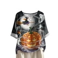 thumbnail image 5 of Godom Halloween T Shirts for Women Oversized Shirt Ghost Graphic Button Casual Short Sleeve Tees, 5 of 7