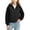 Black, variant on Luvrsol Girls Quilted Hooded Jacket, Zip‑Up Mixed Fabric Warm Casual Outerwear for Kids 110-170