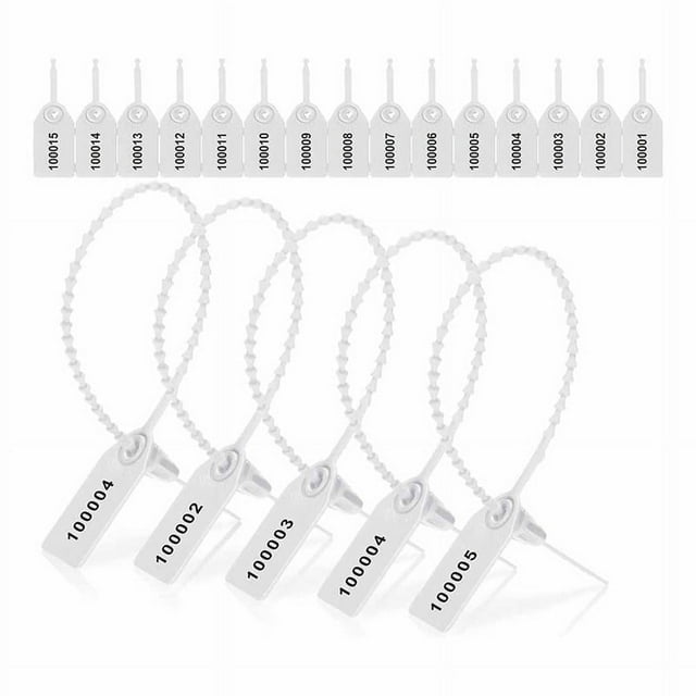 1000 Pcs Plastic Tamper Seals Tags Security Tags Seals Safety Numbered Zip Ties Labels White