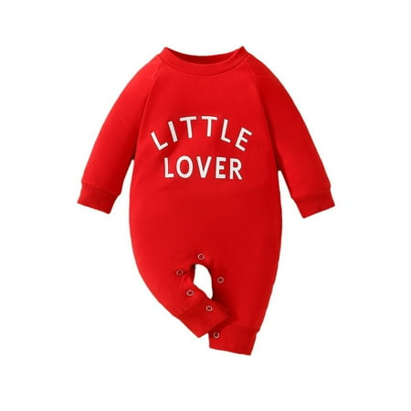

Boys Girls Valentine s Day Long Sleeve Letter Prints Romper Jumpsuit Clothes Kids Boys Print Cartoon Summer Jumpsuit Romper Red 0-3 Months