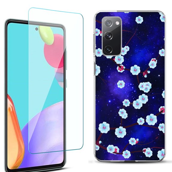 Slim-Fit Protective Phone Case for Samsung Galaxy S20 FE 5G Fan Edition, with Tempered Glass Screen Protector, by OneToughShield ® - Blossom Stars