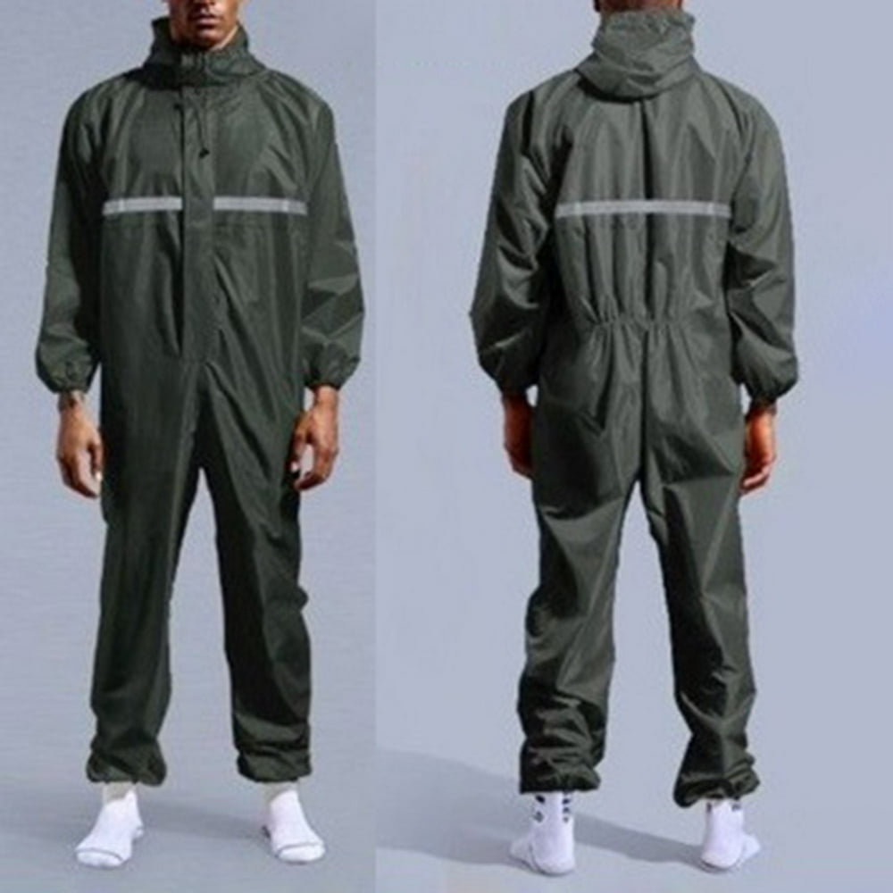 Men's Reflective Stripe Work Jumpsuit Waterproof Raincoat Overalls