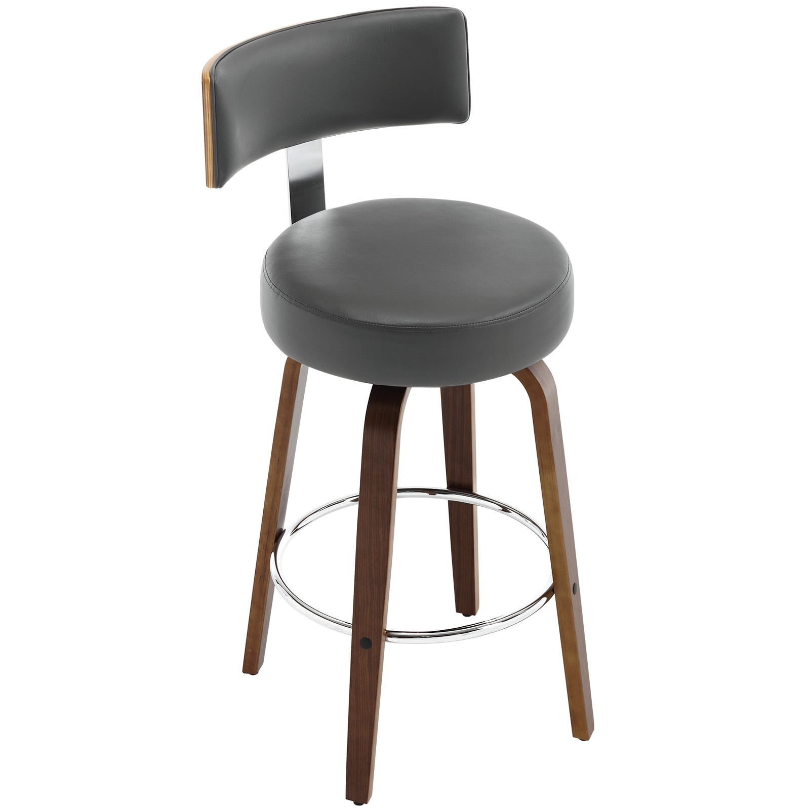 ANMINY Bar Stools Set of 2 360° Swivel with Back and Round Seat PU Leather Barstools 26" Bar Height Upholstered Bar Chairs Island Stools for Kitchen Counter