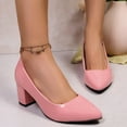 thumbnail image 4 of Pink High Heel Shoes For Women Solid Color Square Heel Pointed Toe Comfort Flats Suitable For Evening Parties And Everyday Wear Size 42, 4 of 9