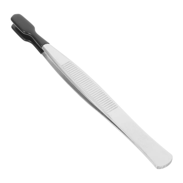 CUITING Tweezers With Rubber Tips Silicone Straight Flat Tipped Tweezers Stainless Steel Stamp Tweezers Non-Slip Precision Tweezers Tools For Bead Crafts Jewelry Making Silver