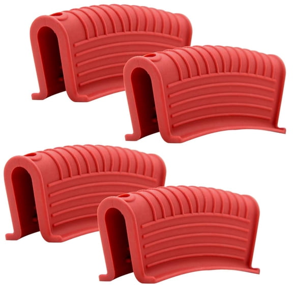 Genreen 4-Pack Silicone Assist Handle Holders – Heat Resistant Pot Sleeves for Cast Iron Skillets, Griddles & Casserole Dishes – Non-Slip Hot Pan Grip (Red)