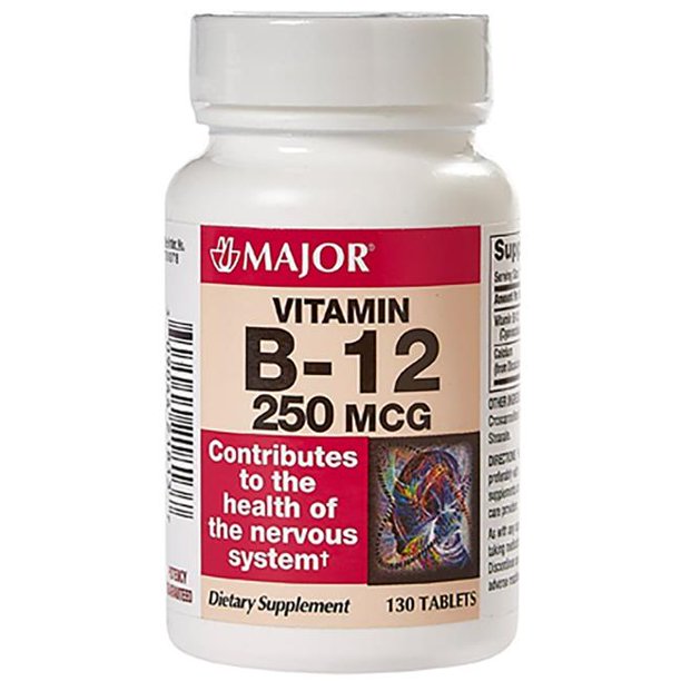 Major Vitamin B12 Tablets, 250 mg, 130 Count
