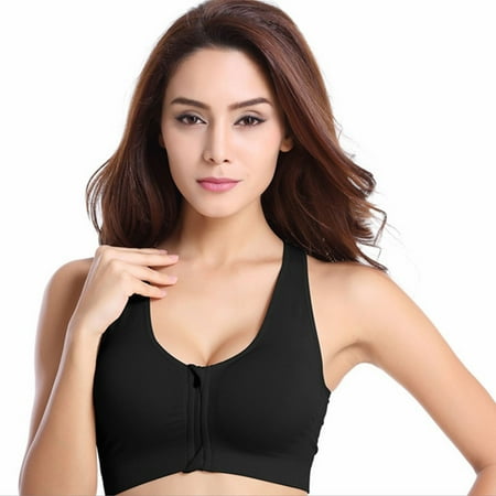 

MIASHUI Women Sports Yoga Bra Vest Front Zipper Solid Color Underwear Crop Tops