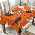thumbnail image 4 of 60x120 Inch Tablecloth Polyester Square Tablecloth for Home Kitchen Dinner Decor Cartoon Cats in Witches' Hats, 4 of 9