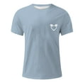 thumbnail image 3 of Huesdet T-Shirts Graphiques pour Hommes T-Shirts Décontractés Basiques à Col Rond T-Shirts à Manches Courtes Mode Tee T-Shirts avec Poche (Bleu Clair, G), 3 of 4