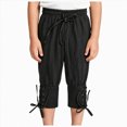 thumbnail image 3 of KPOPLK Kids Boys Medieval Pirate Pants Elastic Waist Lace Up Cuff Cropped Trousers for Kids Halloween Trousers,Size 10-12Years, 3 of 8