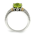thumbnail image 2 of 14K Two-Tone Gold Ring Band Gemstone Yellow Peridot Oval Green, 2 of 6