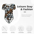 thumbnail image 6 of Uemuo Colorful Screws Pattern Women's One Piece Short Sleeve Swimsuit Rash Guard Surfing Modest Quick-drying Swimsuit Beach Essentials-XX-Large, 6 of 9