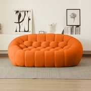 80 Modern Bubble Couch Loveseat, Oversized Curved Couches, Lazy Curved Bubble Floor Sofa, 3D Textile Mesh Fabric for Living Room,Office,Apartment,No-Assembly, Orange Couch
