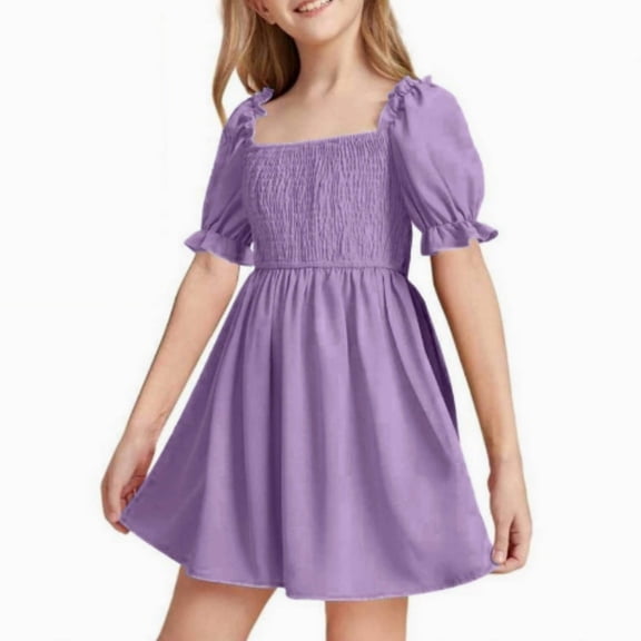 Girls' Dresses Elegant Ruffle Sleeve Kids Dress for Girls Teenagers Summer Dresses