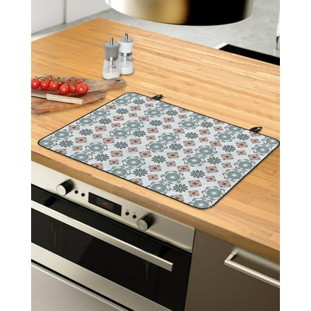 

Teal Red Floral Stove Top Covers for Electric Stove Heat Insulation Fireproof Glass Cooktop Cover Counter Top Glass Stove Cover 29 x21 Ethnic Boho Modern Geometric Abstract Art