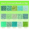 thumbnail image 2 of Synzerm 15 Color 4mm Small Assorted Glass Seed Beads,3mm Bugle Beads Friendship Bracelet Kit,2mm Tiny Tube Beads for Jewelry Making(Green Bead) S03, 2 of 11