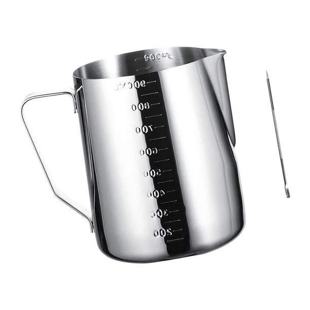 Jarra de espuma de leche de acero inoxidable, taza de café, jarra de leche, jarra de acero inoxidable para el hogar, taza de espuma de leche para 900ml Macarena Jarra para espumar leche