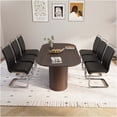 thumbnail image 2 of JERFIT 6-Piece Industrial Modern Dining Set with MDF Table and PU Leather Chairs, Black and Brown Kitchen Table Set for 6, 2 of 10