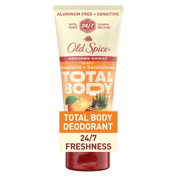 Old Spice Whole Body Deodorant Cream for Men, Aluminum Free, Mandarin   Sandalwood Scent, 24/7 Odor Protection, 24/7 Freshness, Dermatologist Tested, Gentle on Skin, Safe to Use All Over, 3.0 oz