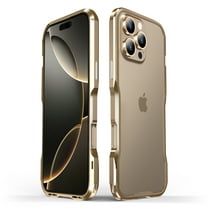 Dteck Metal Bumper for iPhone 16 Pro Max, Aluminum Bumper with Screws, Metal Frame Bumper Cover Shock Absorbent Slim Cool Design for iPhone 16 Pro Max,Gold