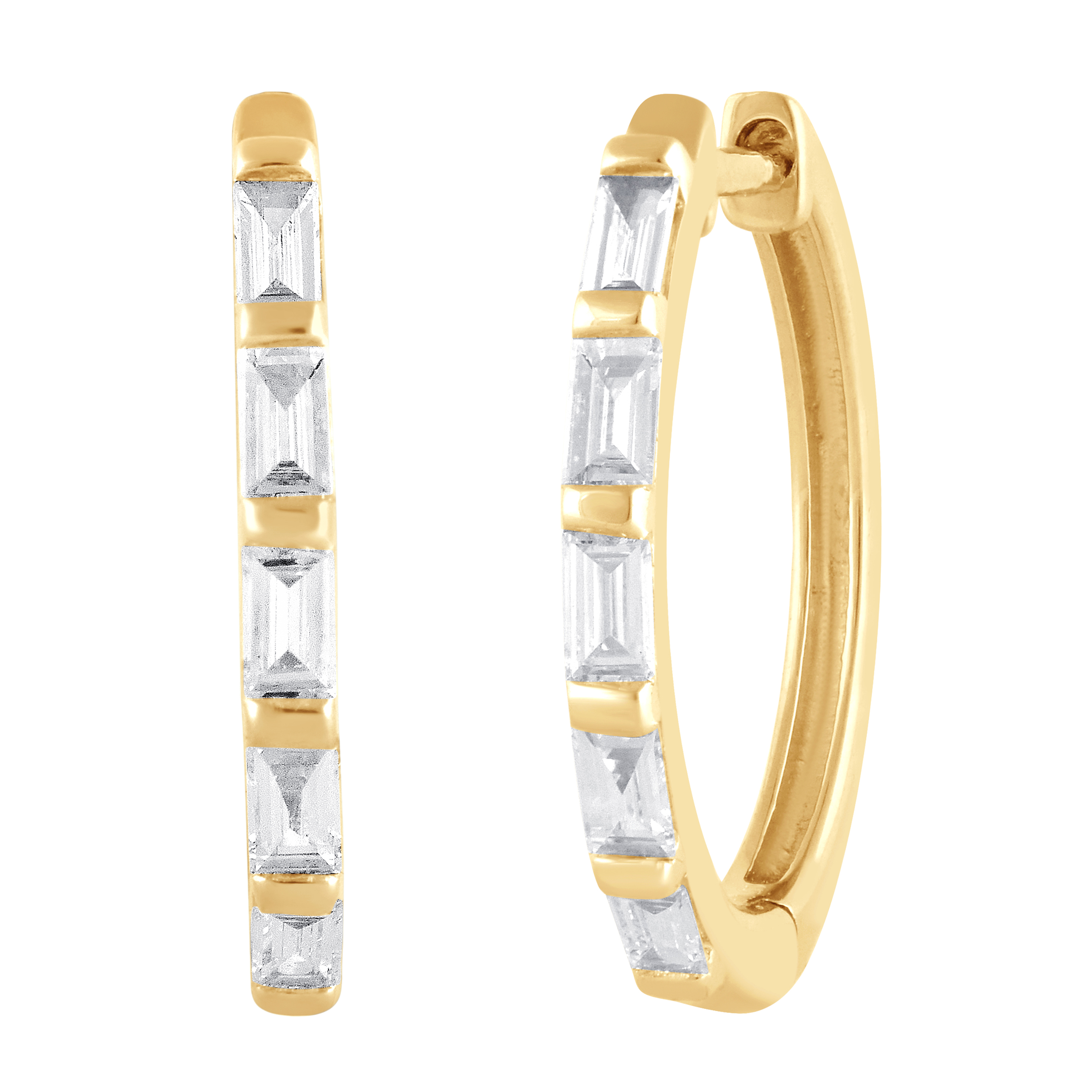 Unique Moments 1/4 Ct Baguette Lab Grown Diamond Hoop Earrings in Silver for Women (J, SI-I1)