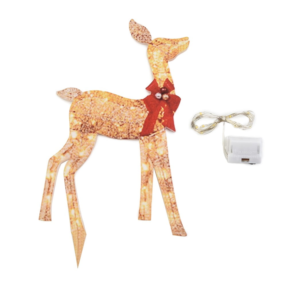 Mduoduo Christmas Lights Reindeer Decorations Illuminated Deer with Red Bows Holiday