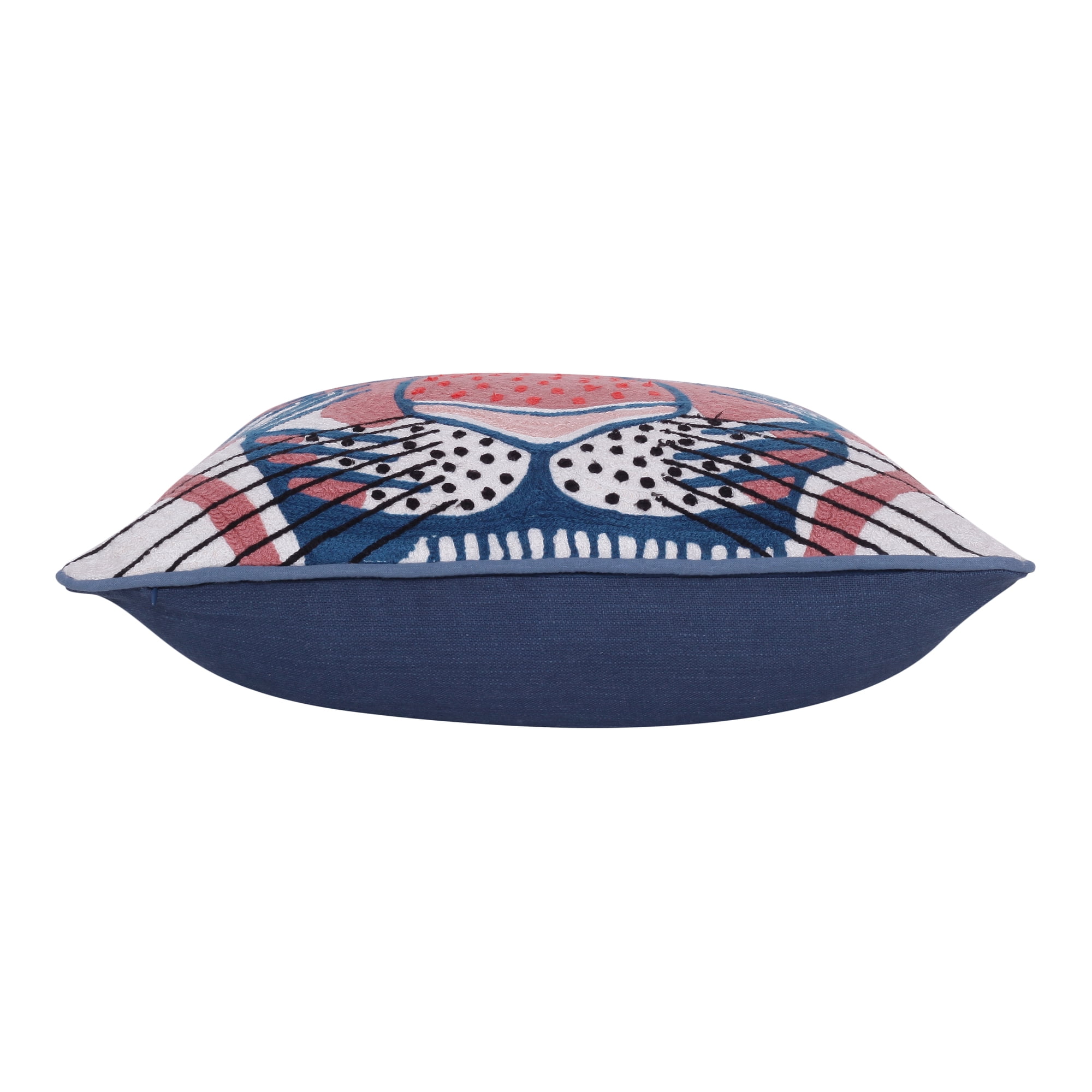 Ox Bay Gadish Animal Transitional Cotton Hand Woven Throw Pillow, Coral Red/Ensign Blue, 20" x 20"