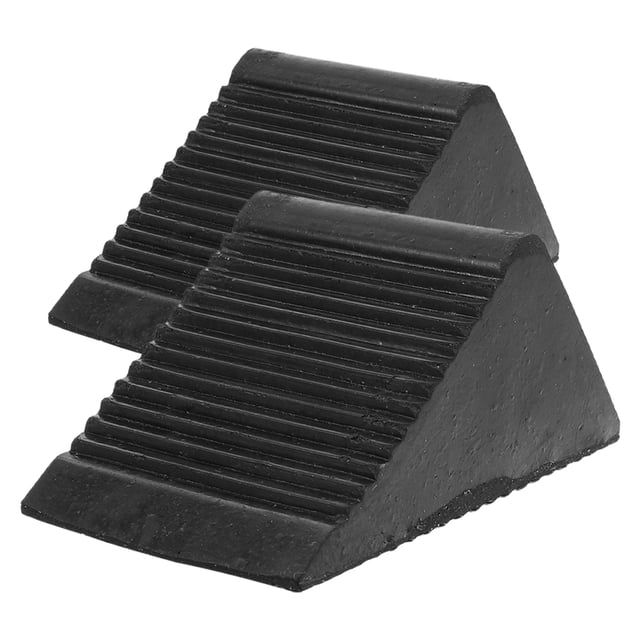OUNONA 2pcs Triangular Rubber Chocks For Cars Black Tire Stops For Garage Floor