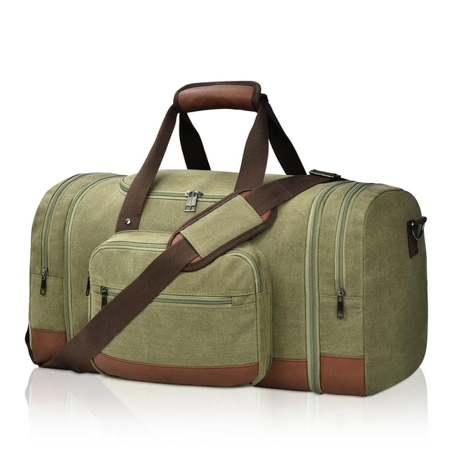 Litvyak Duffle Bag for Travel, Carry on Bag Travel Bags for Men Canvas Travel Duffel Bags Overnight Weekend Gym Bag Carry On Luggage Bags Army Green