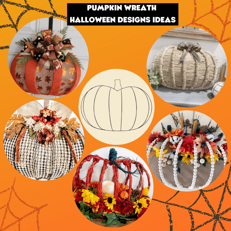 FSSTAM 3D Pumpkin Shaped Metal Wreath Frame Forms for DIY Crafts