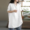 thumbnail image 7 of Oversized Tshirts Shirts for Women V Neck Cotton Linen Summer Tops for Women 2024 Trendy Loose Fit Plus Size Blouses, 7 of 7