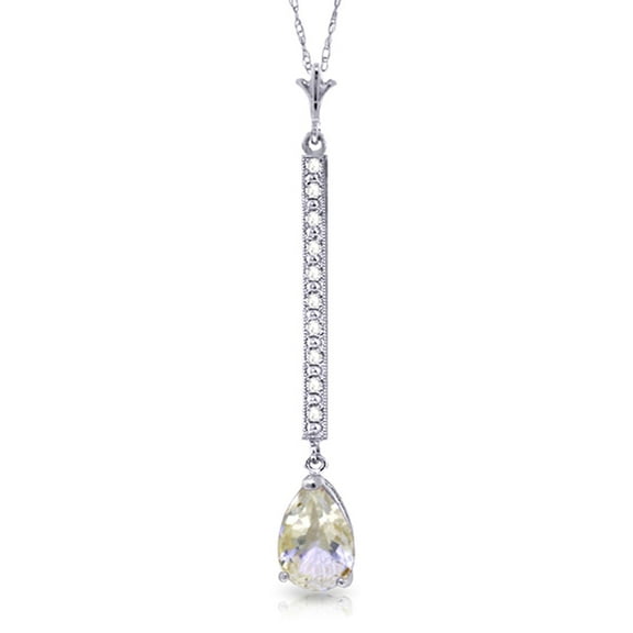 Galaxy Gold 14K Solid White Gold 16" Necklace with 1.8 Carat Natural Diamonds and White Topaz, 14"-24" Sizes, Symbol of Clarity