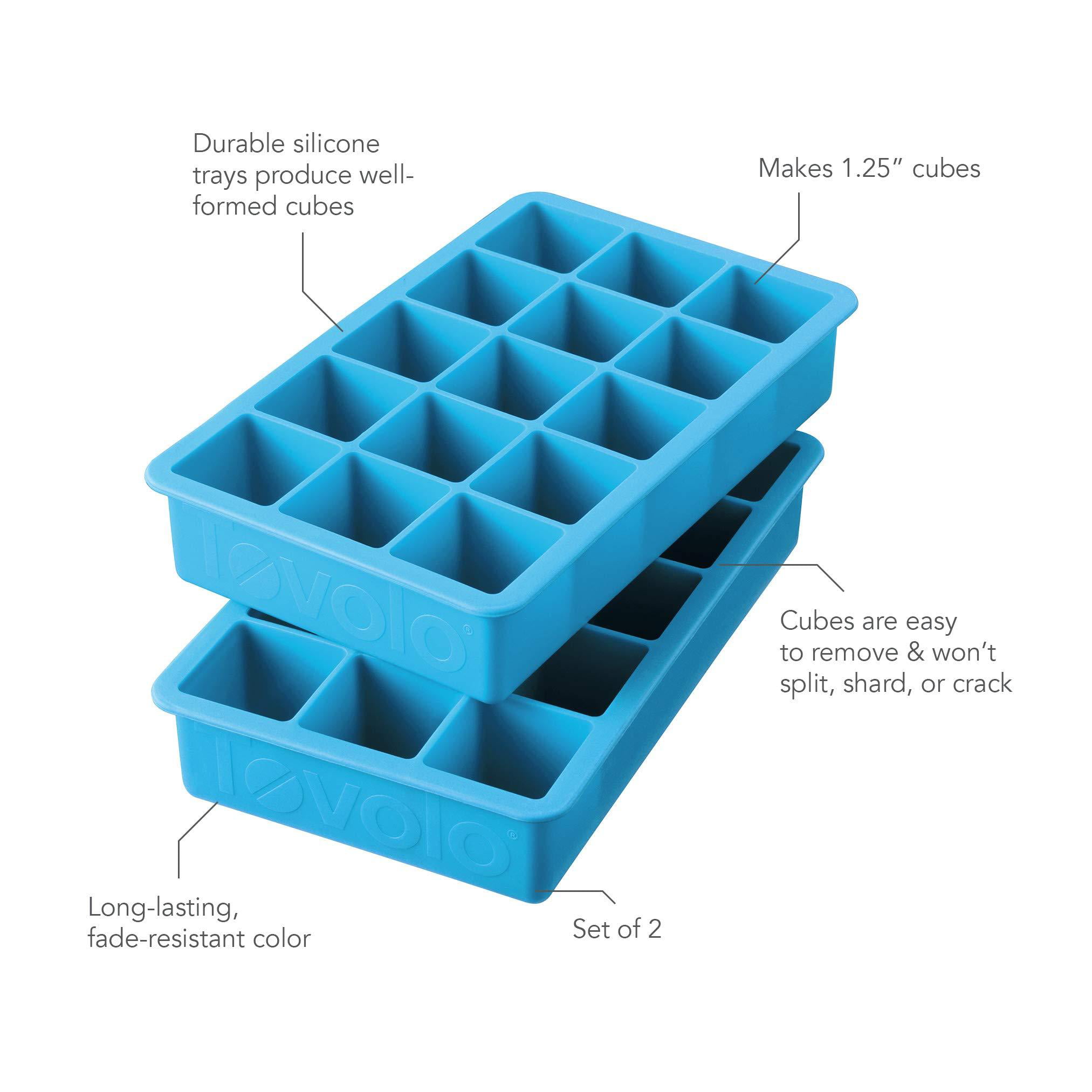 Fade-Resistant Stratus Blue Tovolo King Cube Ice Mold Tray Long Lasting Sturdy Silicone 2 Inch Cubes