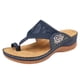 thumbnail image 2 of Zapatillas de cuña informales de tacón medio con flores y punta redonda de verano de talla grande para mujer Wmkox8yii  ytu3626, 2 of 6