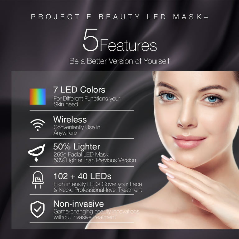 Project E Beauty 7 LED Mask Neck Photon Light Skin Rejuvenation Facial Skin Care Mask - Walmart.com