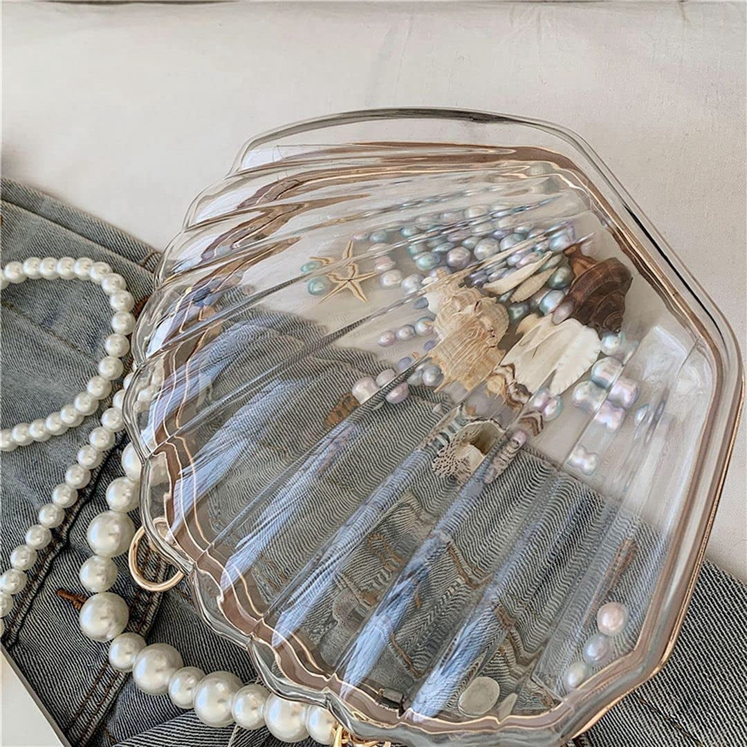 YOUI-GIFTS Women Fashion Seashell Crossbody Shoulder Bag Chain Strap Handbags Acrylic/Synthetic PU leater Evening Clutch Purse