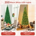 thumbnail image 5 of Topbuy 7.5ft Pencil Christmas Tree Pre-Lit Hinged Artificial Decoration w/ 350 Warm White Lights, 5 of 10