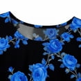 thumbnail image 5 of Xdegoge Tunic for Women Crewneck 3/4 Sleeve Casual Loose Fit Rose Floral Print Longline Silhouette Soft Lightweight Stretchy Comfort Daily Wear Going Out Tops, 5 of 7