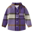 thumbnail image 4 of Eltusu Toddler Girls Plaid Shirts, Casual Lapel Collar Comfy Long Sleeve Button-Down Shirts Purple Size 3-4 T, 4 of 5