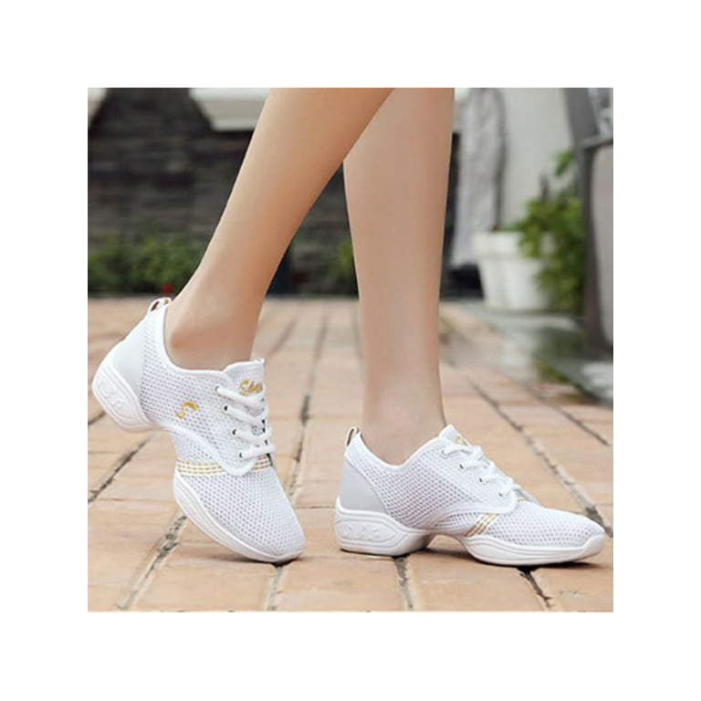 Ymiytan Dance Sneakers Women Jazz Dance Shoes Lace-Up Casual Walking Shoes 5.5 - Walmart.com